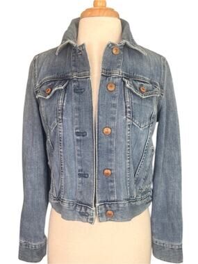 Gap Distressed Denim Trucker Jacket Womens Small Cotton Western Jean Retro